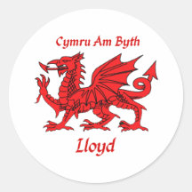 Lloyd Welsh Dragon Round Stickers