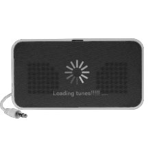 "Loading tunes" computer loading symbol speaker