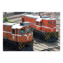 Locomotives at Changhua Roundhouse, Taiwan Photo Print