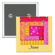 Log Cabin Block Name Button Badge
