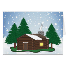 Log Cabin in the Snow Card