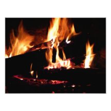 Logs in the Fireplace Photo Print