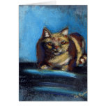 Loki the cat basking in the sun card