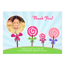 Lollypop Thank You Photo Card Personalised Announcement