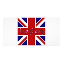 'London' ambigram on UK flag Customised Photo Card