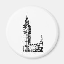 LONDON BIG BEN monotone print Fridge Magnets