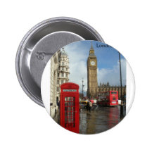 London Big Ben Phone box (by St.K) Pinback Button