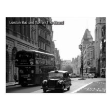 london bus and taxi postcard