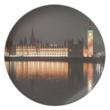 London Houses of Parliament and Big Ben Dinner Plates
