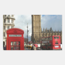 London Phone box & Big Ben (St.K) Rectangle Stickers