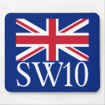 London Postcode SW10 with Union Jack Mouse Mat