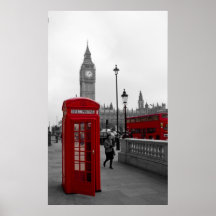 London Red bus Big Ben Telephone box Print