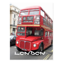 London Red Bus postcard
