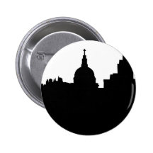 London skyline silhouette cityscape pinback button