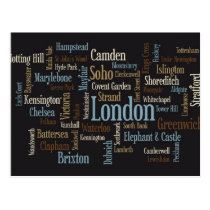London Text Map postcards