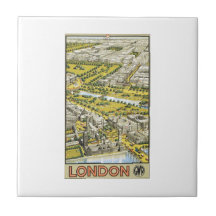 London Vintage Travel Poster Ceramic Tiles