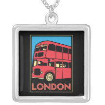 london westminster england art deco retro poster custom necklace