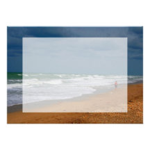 Lone Man Walking on Stormy Beach Invitation
