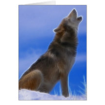 Lonely Howling Endangered Grey Wolf Card