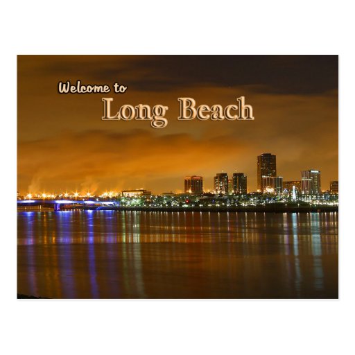 Long Beach California At Night Post Card