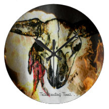 Long Horn skull Clock