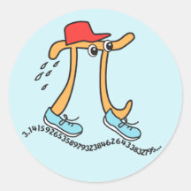 Long Running Pi - Funny Pi Guy Round Sticker