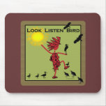 Look Listen Bird Olive Mouse Mats