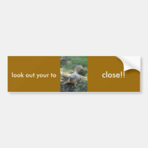 look out your to, close!! bumper sticker