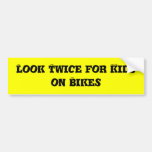 Look Twice for Kids on Bikes Bumper Stickers