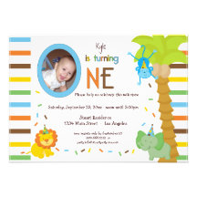 Look Who Is Turning One - Whimsical Animal Theme Invitations