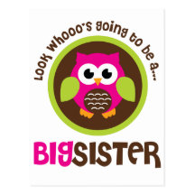 Look Whoos Going to be a Big Sister Owl Postcard