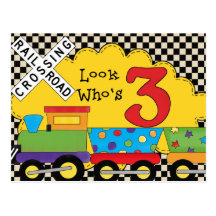 Look Who's 3 Birthday Train Cards Post Cards