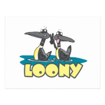loony loons bird cartoon post card