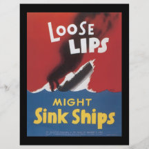 Loose Lips Sink Ships World War 2 Full Color Flyer