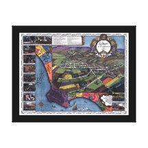 Los Angeles CA Panoramic Map DIGITALLY REMASTERED Canvas Print