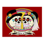 Los Novios Sugar Skull Postcard (English)