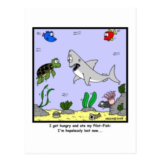 Lost: Shark Cartoon Postcard