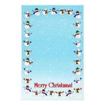 Lots of  Christmas Cartoon Snowmen Stationery Design