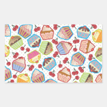 Lotsa Cupcakes n Cherries Rectangle Sticker