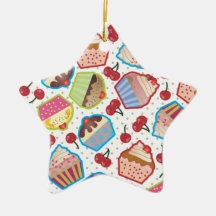 Lotsa Cupcakes n Cherries Star Ornament