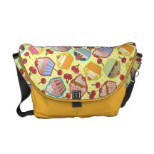 Lotsa Cupcakes n Cherries Yellow Messenger Bag