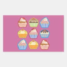 Lotsa Cupcakes Pink Rectangle Sticker