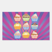 Lotsa Cupcakes Purply Blue Rectangle Sticker