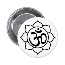 Lotus Flower Aum Symbol Pinback Buttons