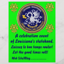 Louisiana Bicentennial  Mardi Gras Party See Notes Full Color Flyer