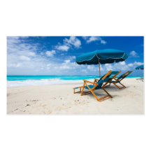 Lounges on the beach business card template