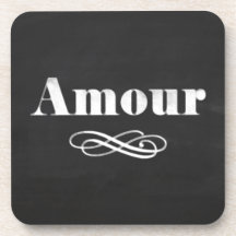 Love Amour White Chalk Chalkboard Beverage Coasters