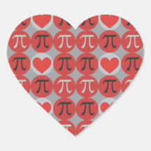 Love and Hearts Pi Heart Stickers