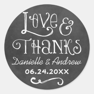 Love and Thanks Favor Sticker | Chalkboard Charm