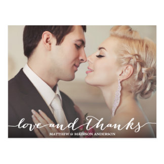 Love and Thanks Script Overlay Postcard